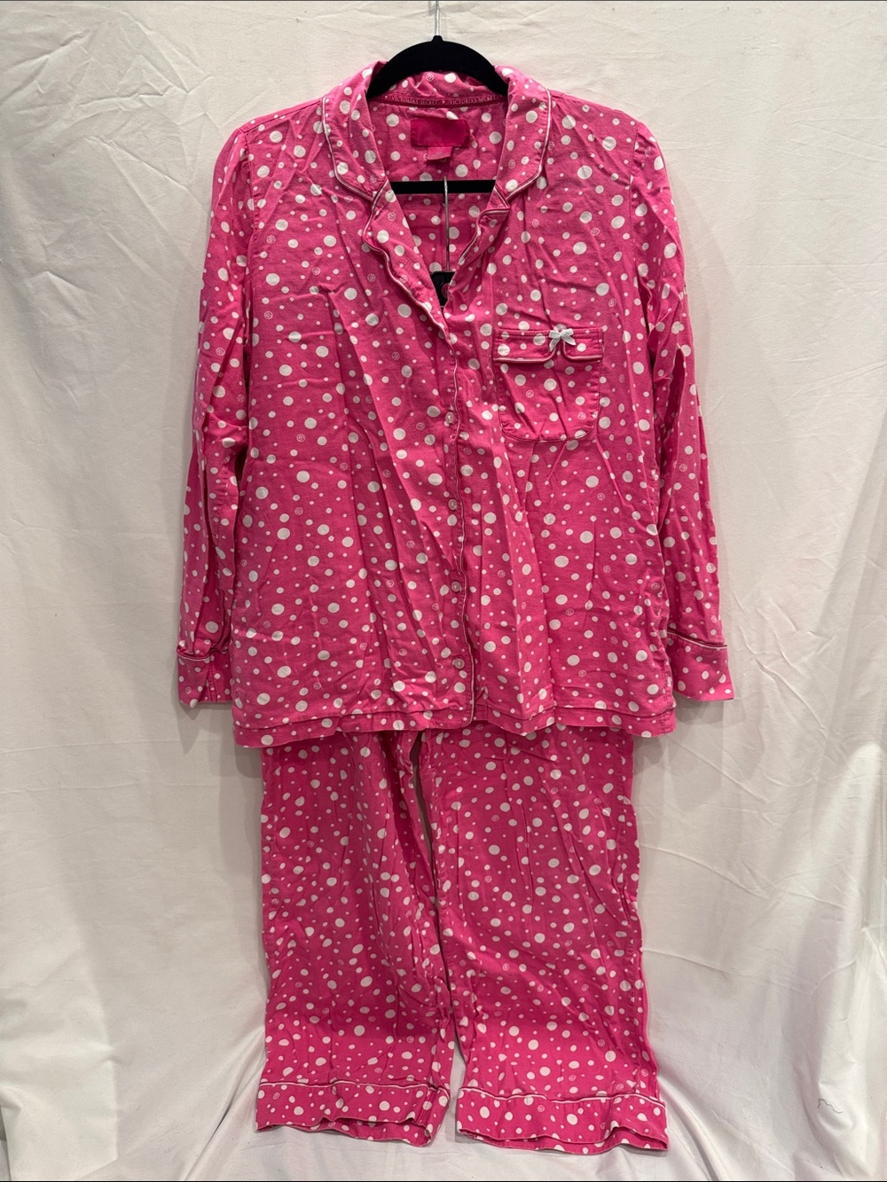 Victoria's Secret Hot Pink Polka Dot Cotton Pajama Set
